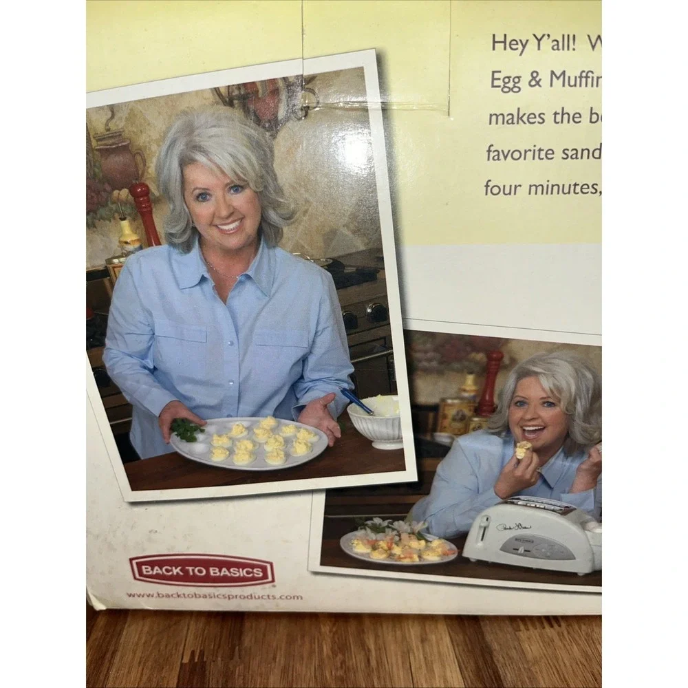 Brand New! Back to Basics Paula Deen Egg & Muffin Toaster Model TEM500PDWH Rare!